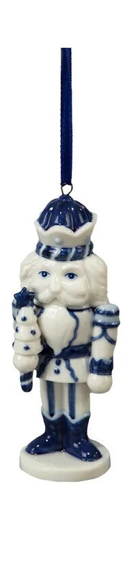 Kurt Adler Porcelain Delft Blue Nutcracker Ornament