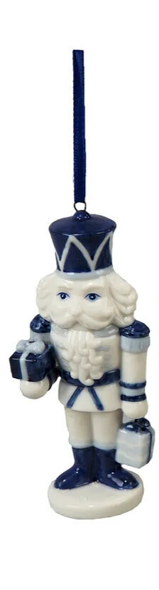 Kurt Adler Porcelain Delft Blue Nutcracker Ornament