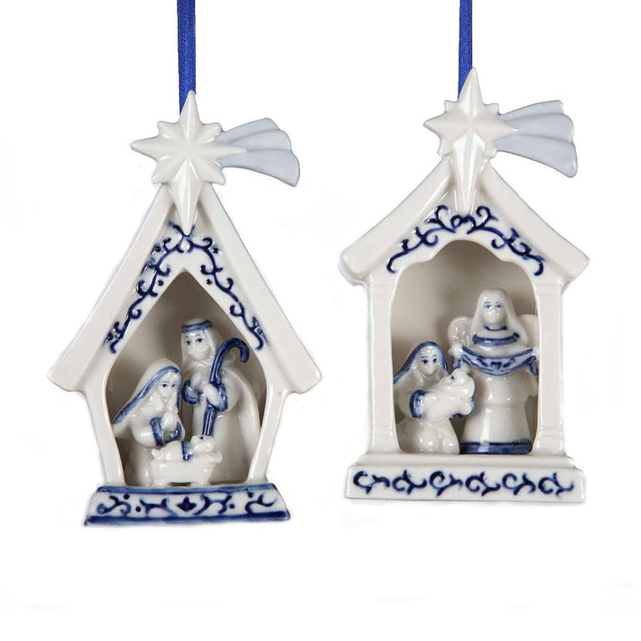 Kurt Adler Delft Blue Porcelain Holy Family Ornament