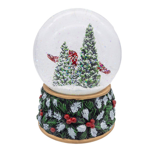 Kurt Adler Musical Wind-Up Christmas Tree with Cardinals Water Globe