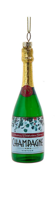 Kurt Adler Glass Champagne or Prosecco Bottle Ornament
