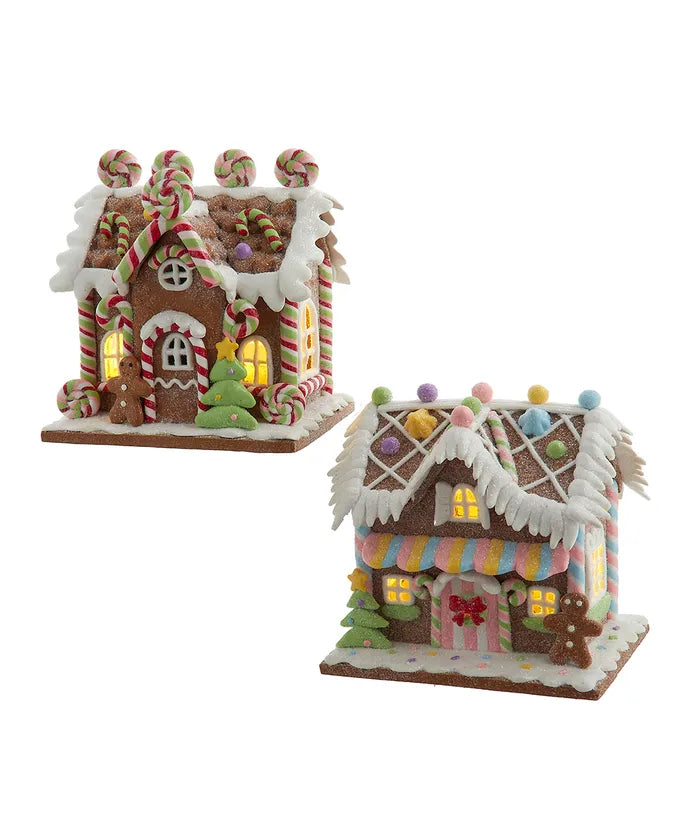 Kurt Adler Battery Operated Light Up Lollipop House & Bubble Gum Factory Ornaments Assorted