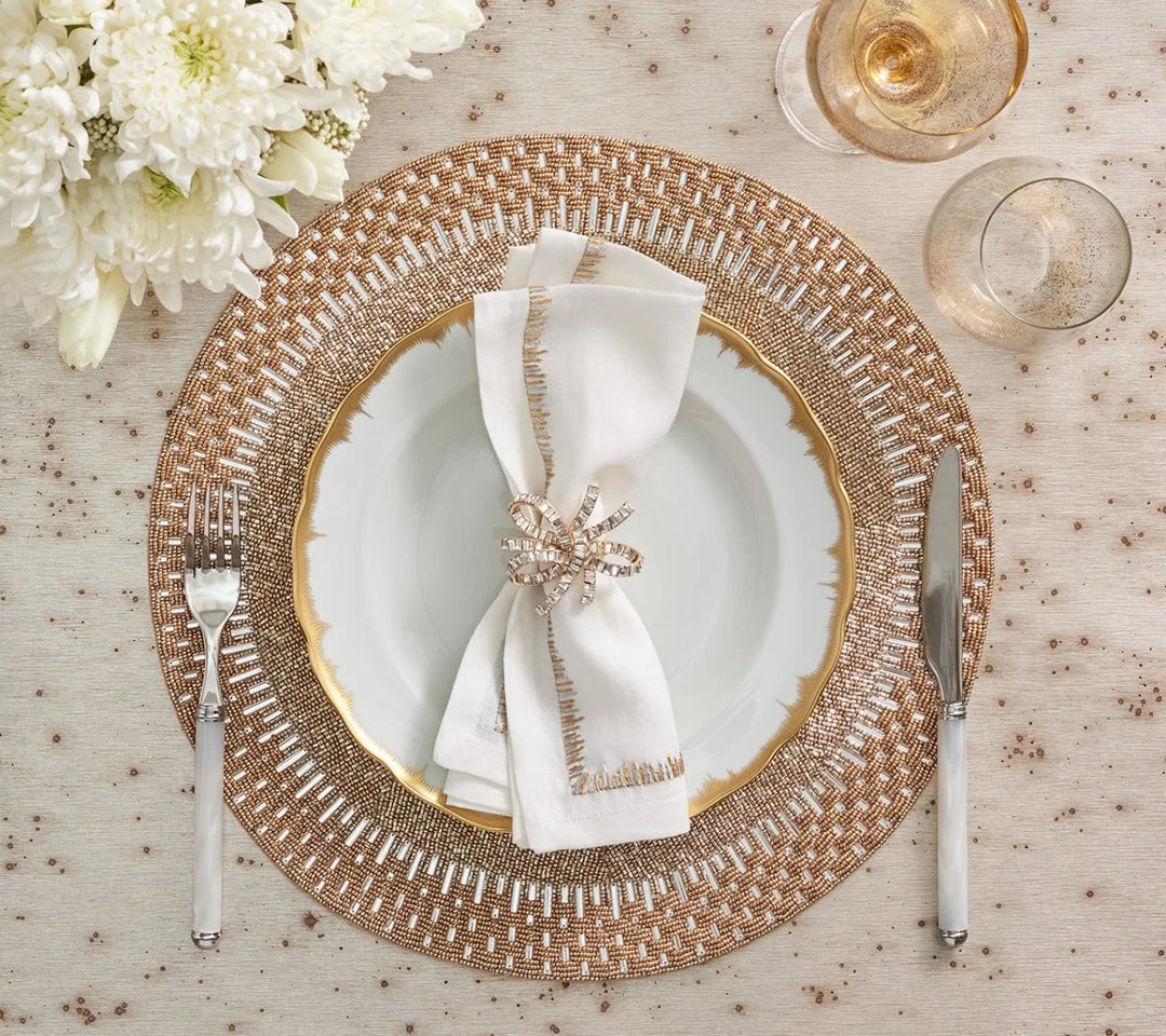 Kim Seybert Jeweled Bow Napkin Ring in Gold & Crystal