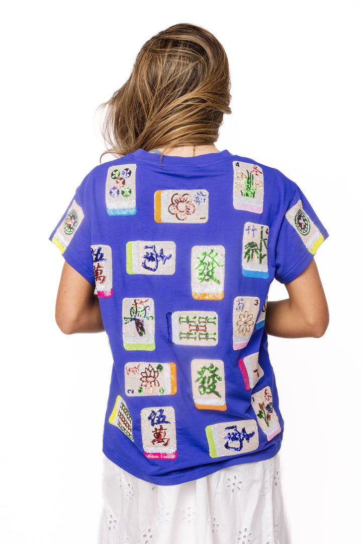 Queen of Sparkles Royal Blue Mahjong Tile Tee