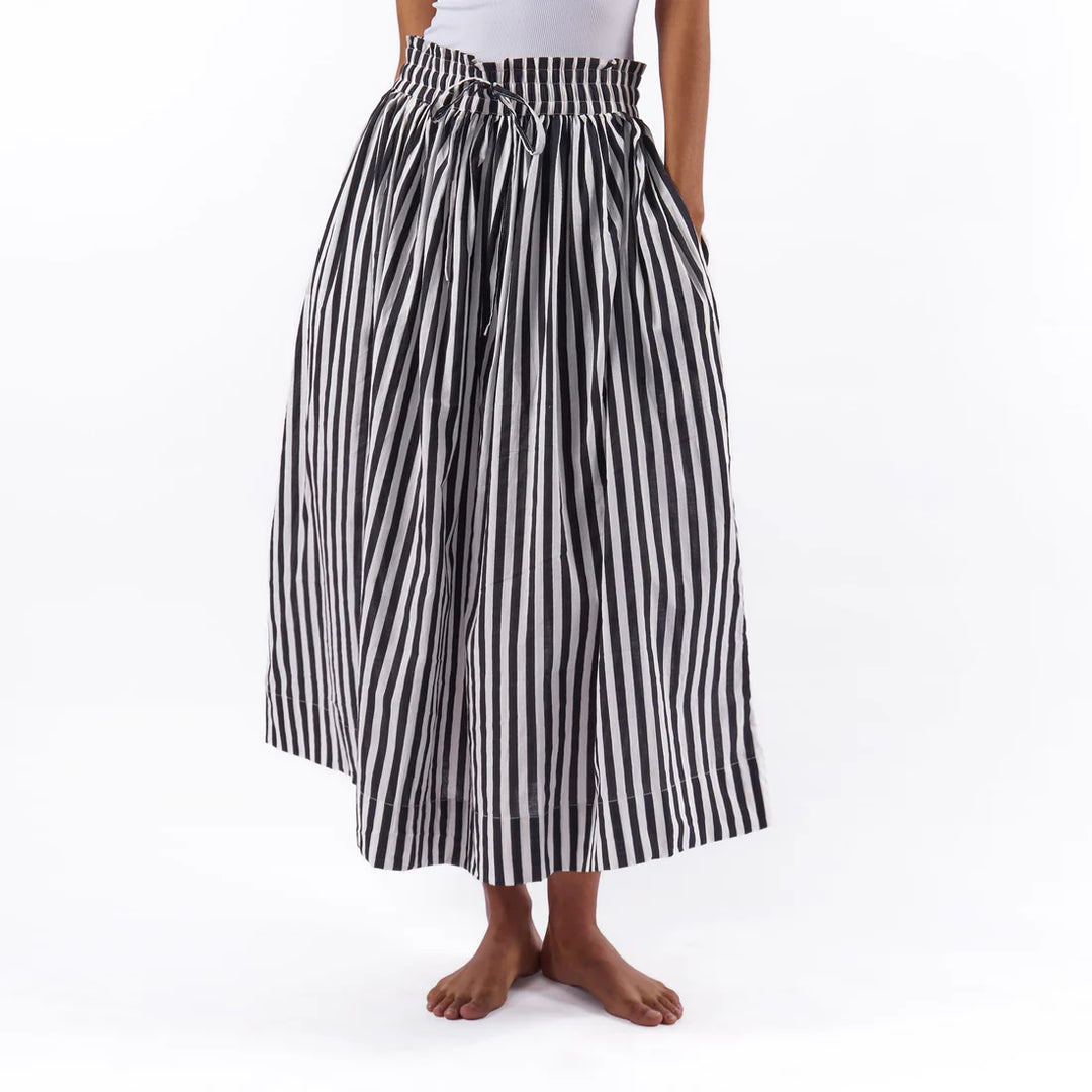 Keaton Stripe Skirt Black + White