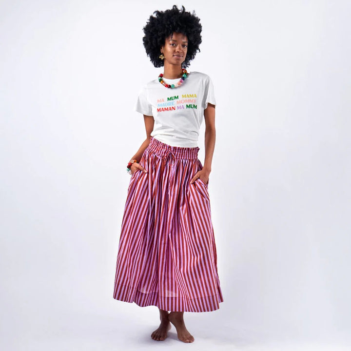 Keaton Stripe Skirt Rust + Lilac