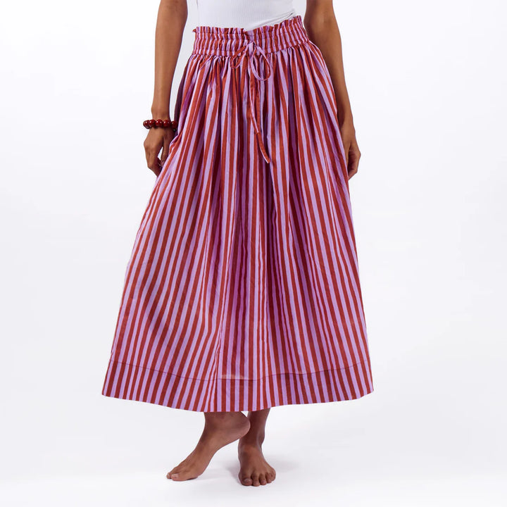 Keaton Stripe Skirt Rust + Lilac