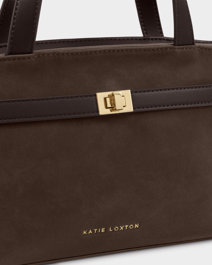 Katie Loxton Bitter Chocolate Orin Top Handle Suedette Crossbody Bag