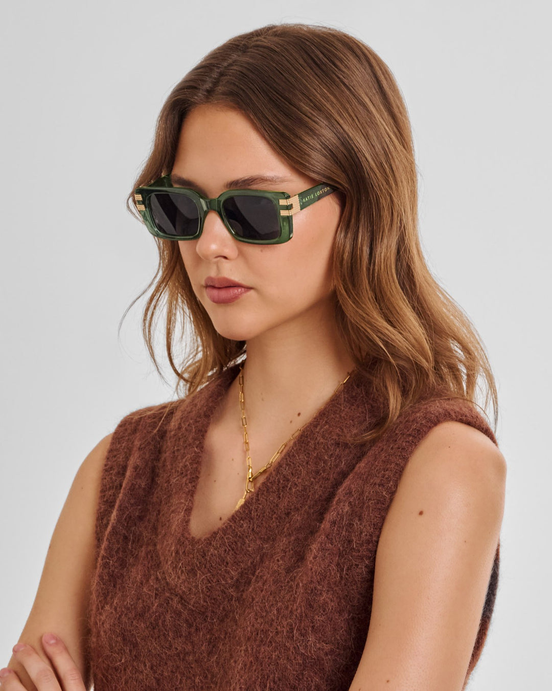 Katie Loxton Green Malibu Rectangle Sunglasses