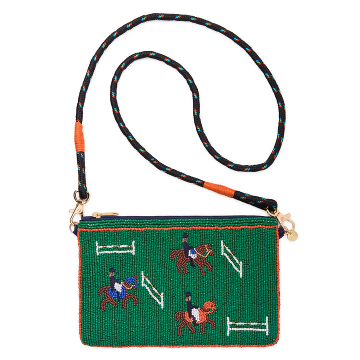 Leila Horse Seed Bead Clutch With Strap