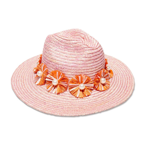 Lele Sadoughi - Embellished Straw Hat - Coral Sunset Confetti