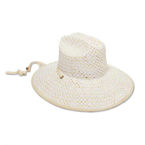 Lele Sadoughi - White Washed Checkered Straw Hat