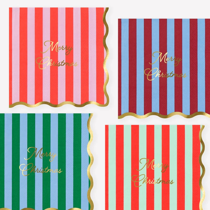 Meri Meri Striped Merry Christmas Paper Napkins