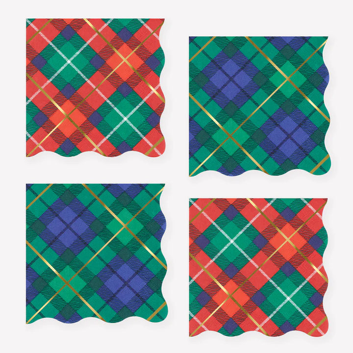 Meri Meri Mix Plaid Paper Cocktail Napkins