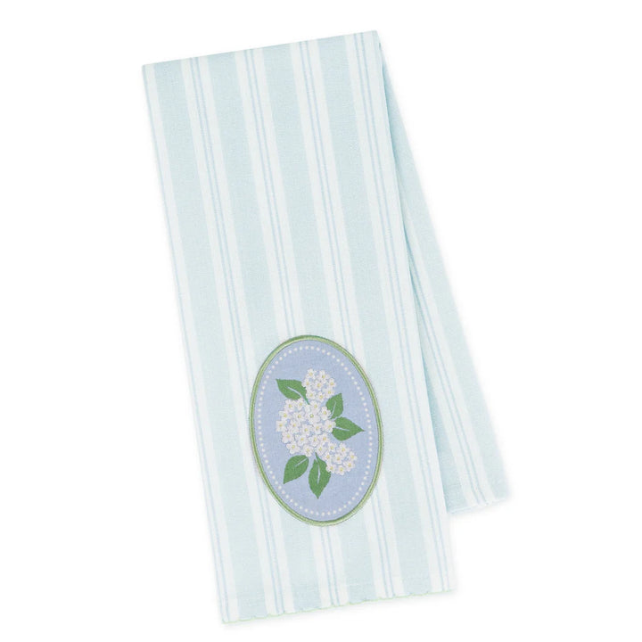White Hydrangeas Embellished Dishtowel