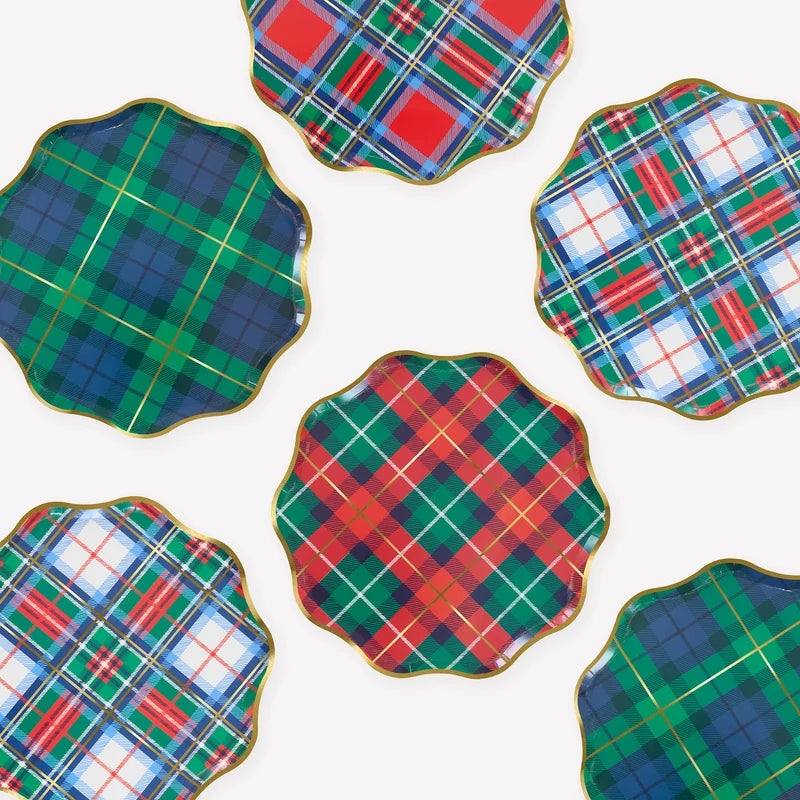 Meri Meri Plaid Mix Side Paper Plates