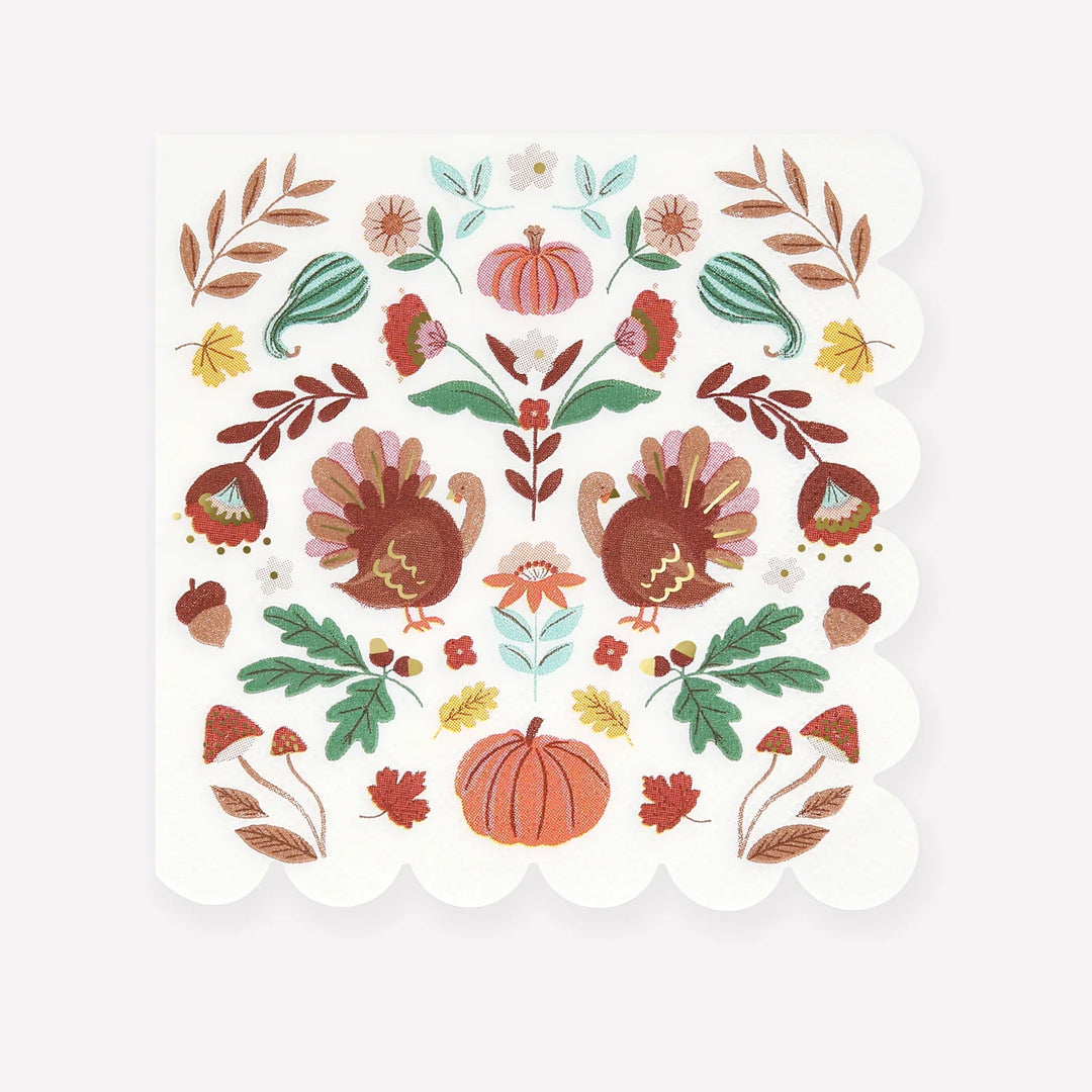 Meri Meri Folk Fall Paper Cocktail Napkins