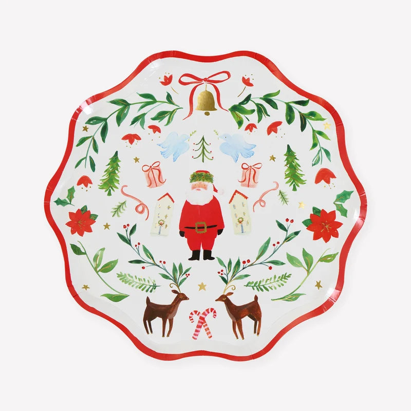 Meri Meri Santa Claus Patterned Side Paper Plates