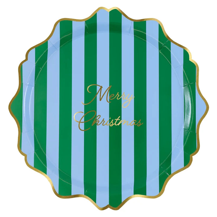 Meri Meri Striped Merry Christmas Paper Dinner Plates