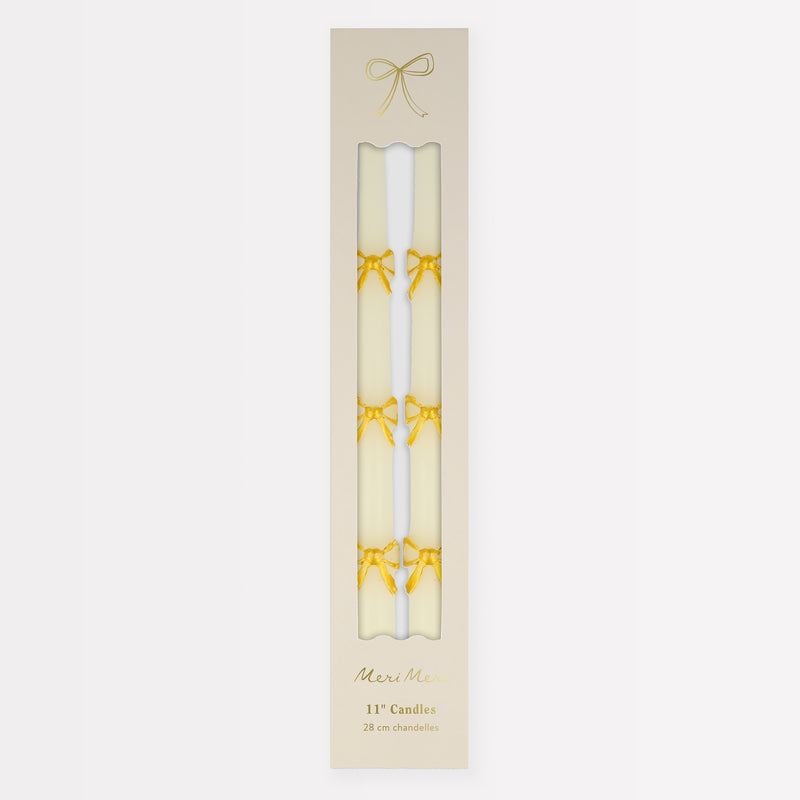 Meri Meri Gold Bow Taper Candle Set
