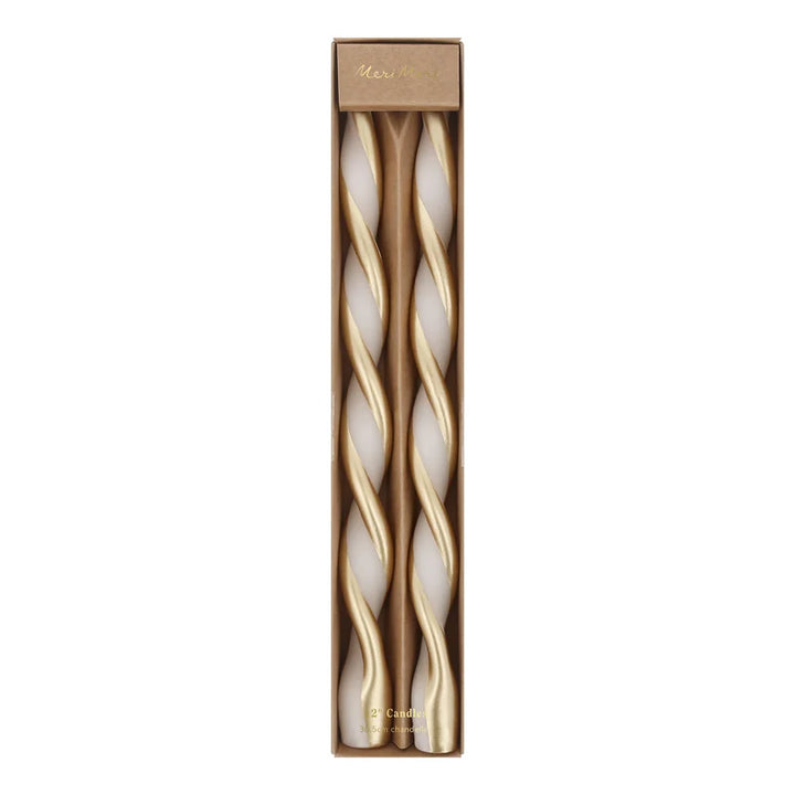Meri Meri Gold Stripe Twist Candle Set