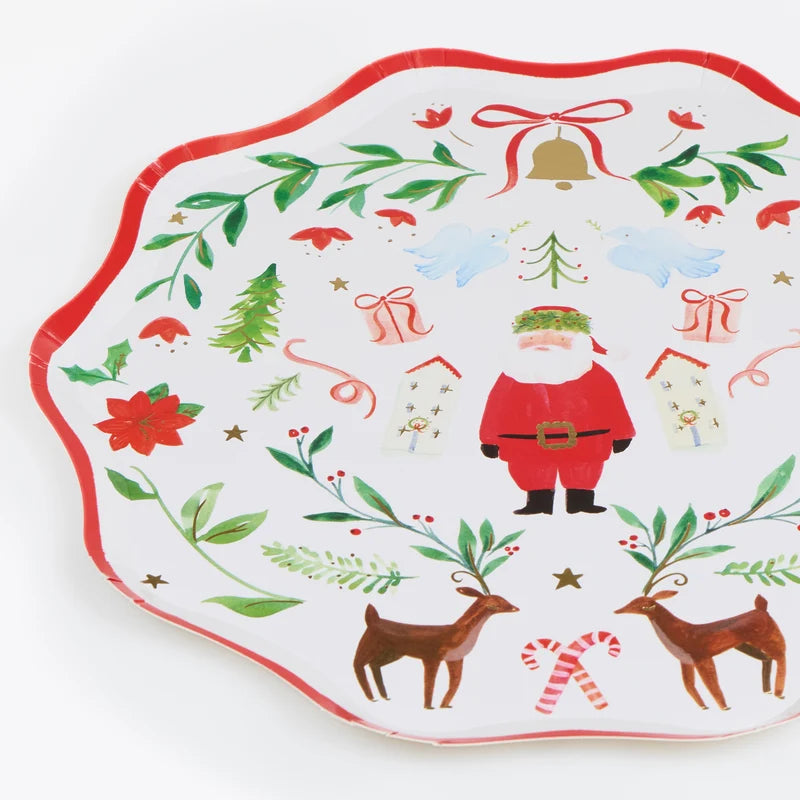 Meri Meri Santa Claus Patterned Dinner Paper Plates