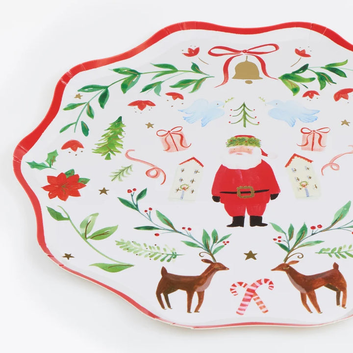 Meri Meri Santa Claus Patterned Dinner Paper Plates