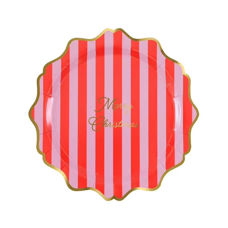 Meri Meri Striped Merry Christmas Paper Side Plates