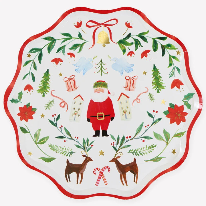Meri Meri Santa Claus Patterned Dinner Paper Plates