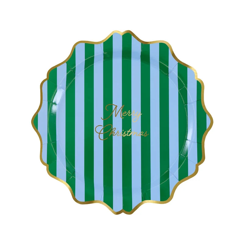 Meri Meri Striped Merry Christmas Paper Side Plates