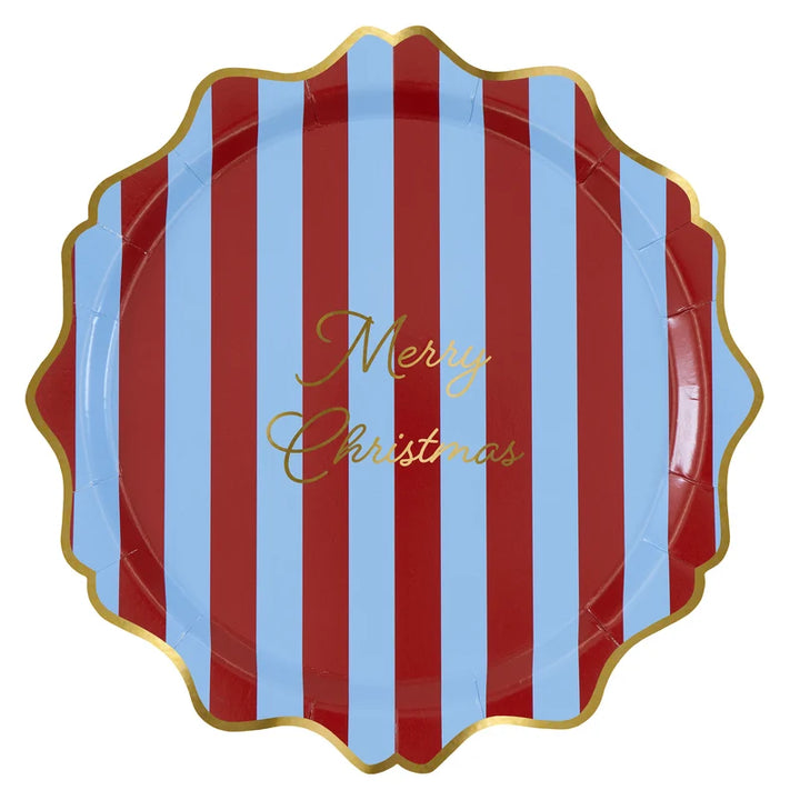 Meri Meri Striped Merry Christmas Paper Dinner Plates