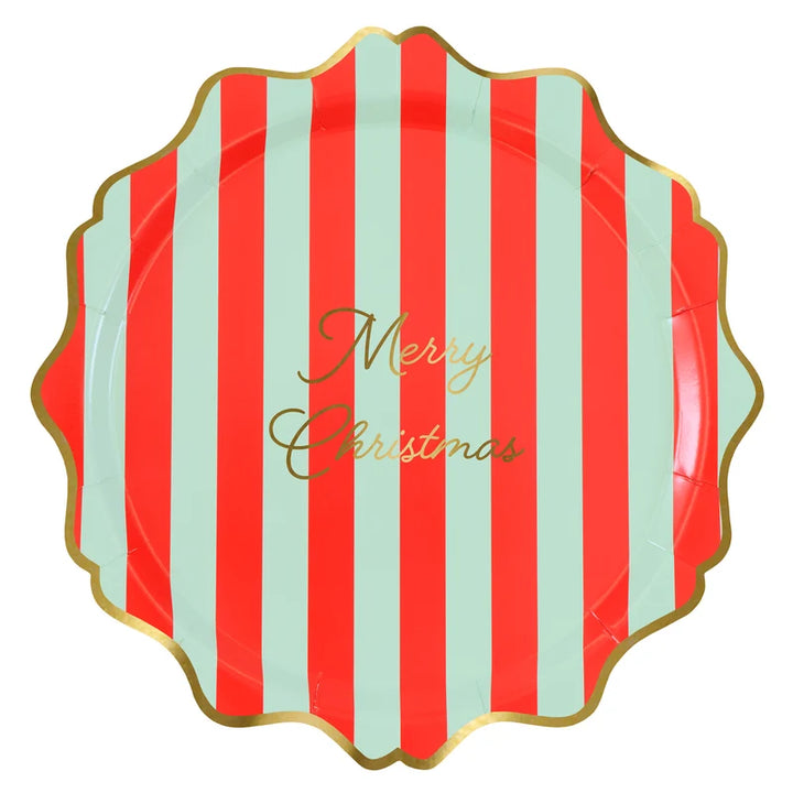 Meri Meri Striped Merry Christmas Paper Dinner Plates