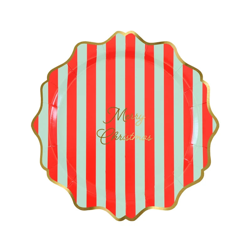 Meri Meri Striped Merry Christmas Paper Side Plates