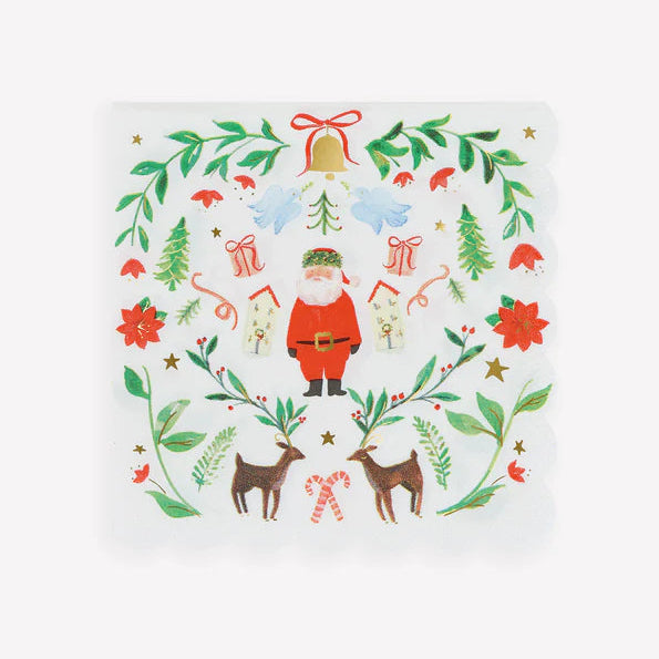 Meri Meri Santa Claus Patterned Paper Cocktail Napkins