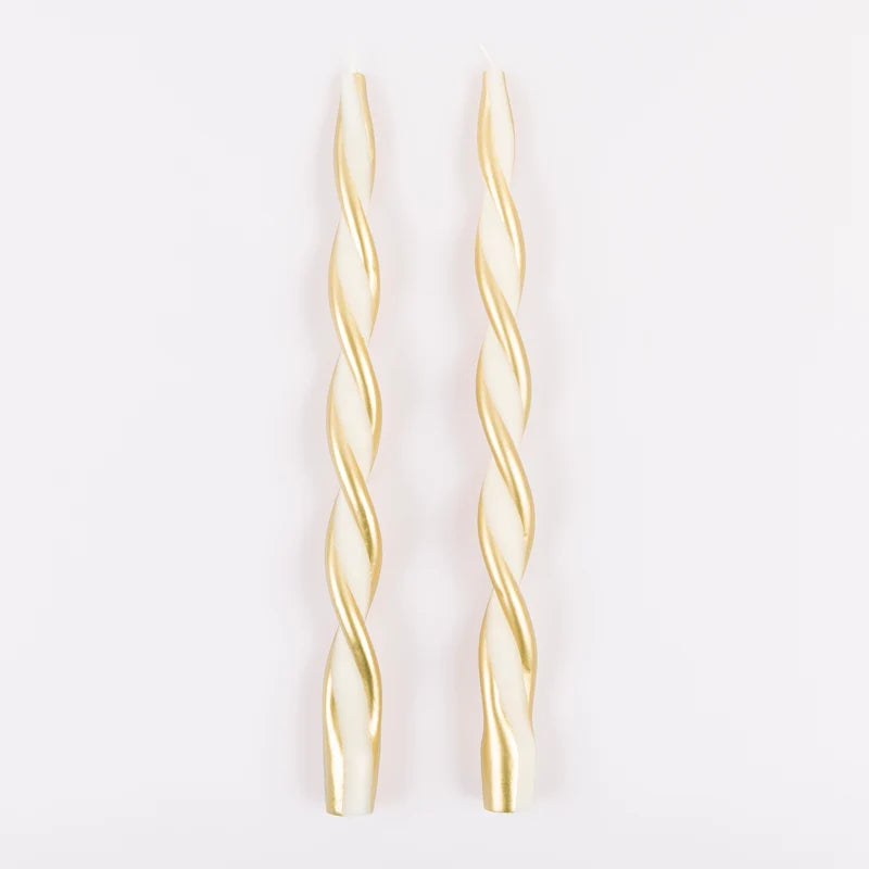Meri Meri Gold Stripe Twist Candle Set