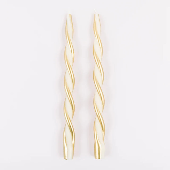 Meri Meri Gold Stripe Twist Candle Set