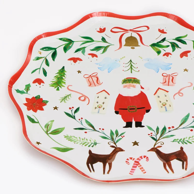 Meri Meri Santa Claus Patterned Side Paper Plates