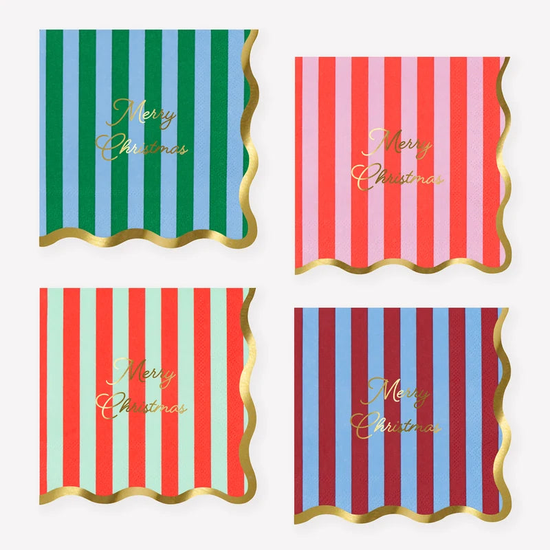 Meri Meri Striped Merry Christmas Paper Napkins