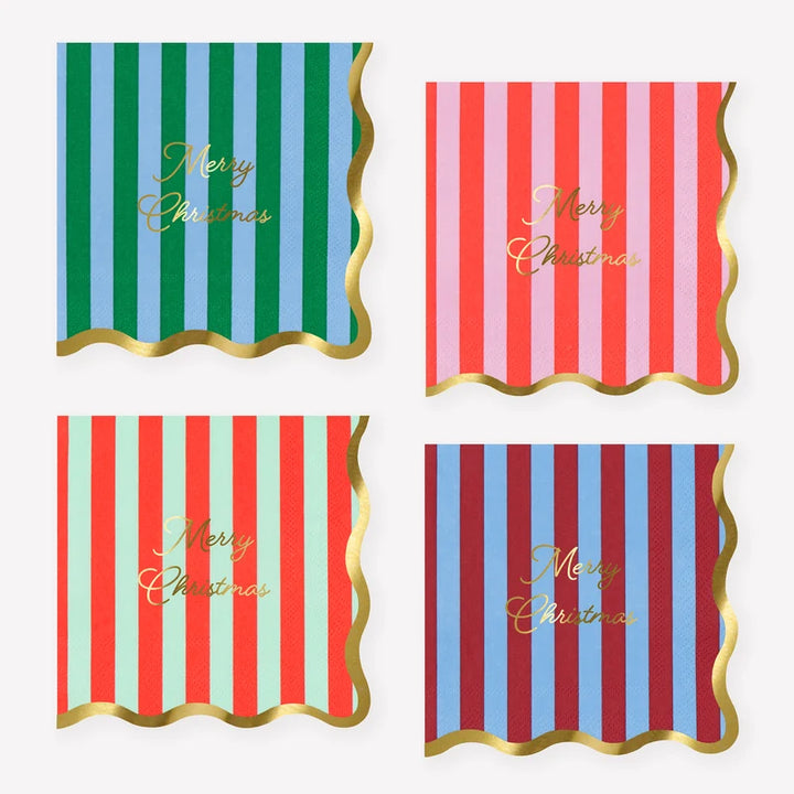Meri Meri Striped Merry Christmas Paper Napkins