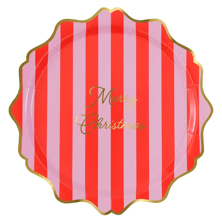 Meri Meri Striped Merry Christmas Paper Dinner Plates