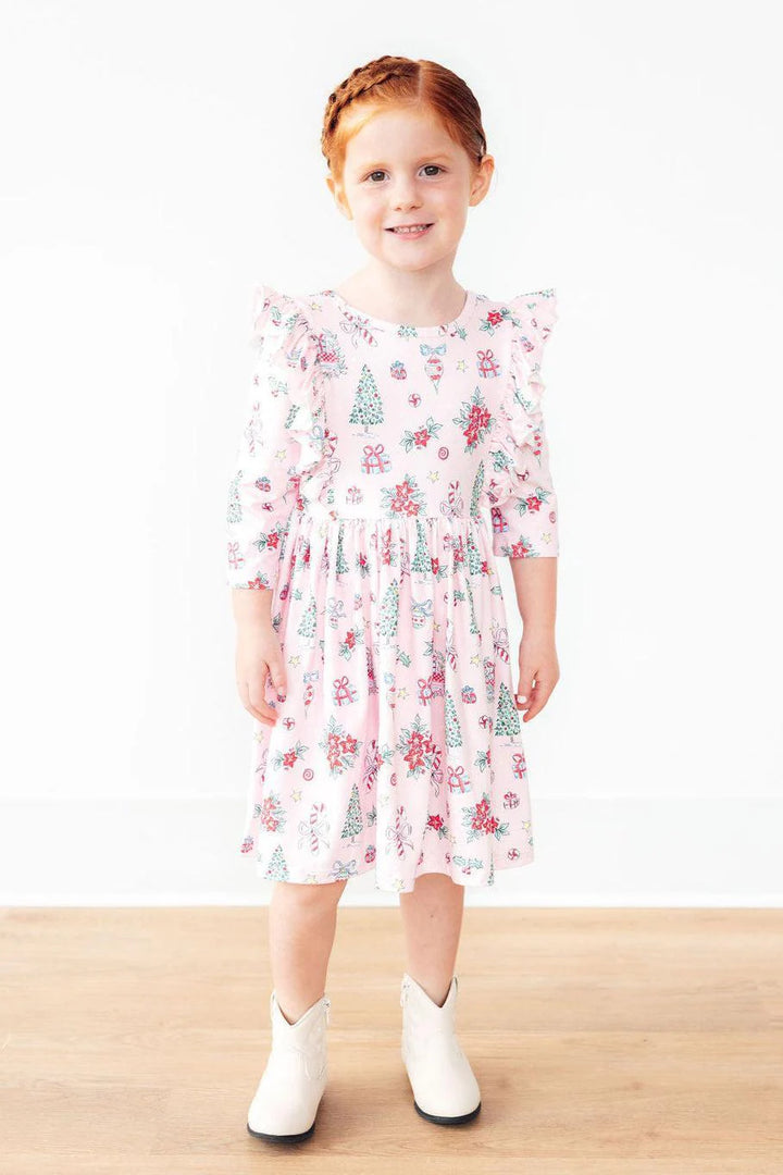 Mila & Rose Pink Christmas Ruffle Twirl Dress