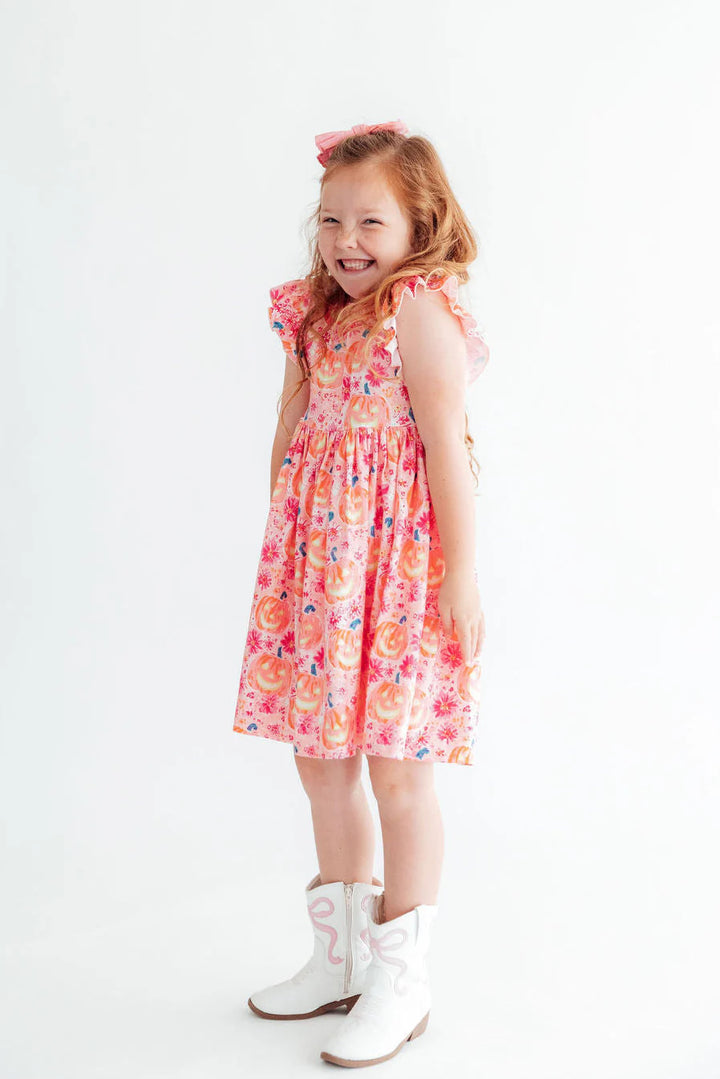 Mila & Rose Girl's Spooktacular Flutter Sleeve Twirl Dress