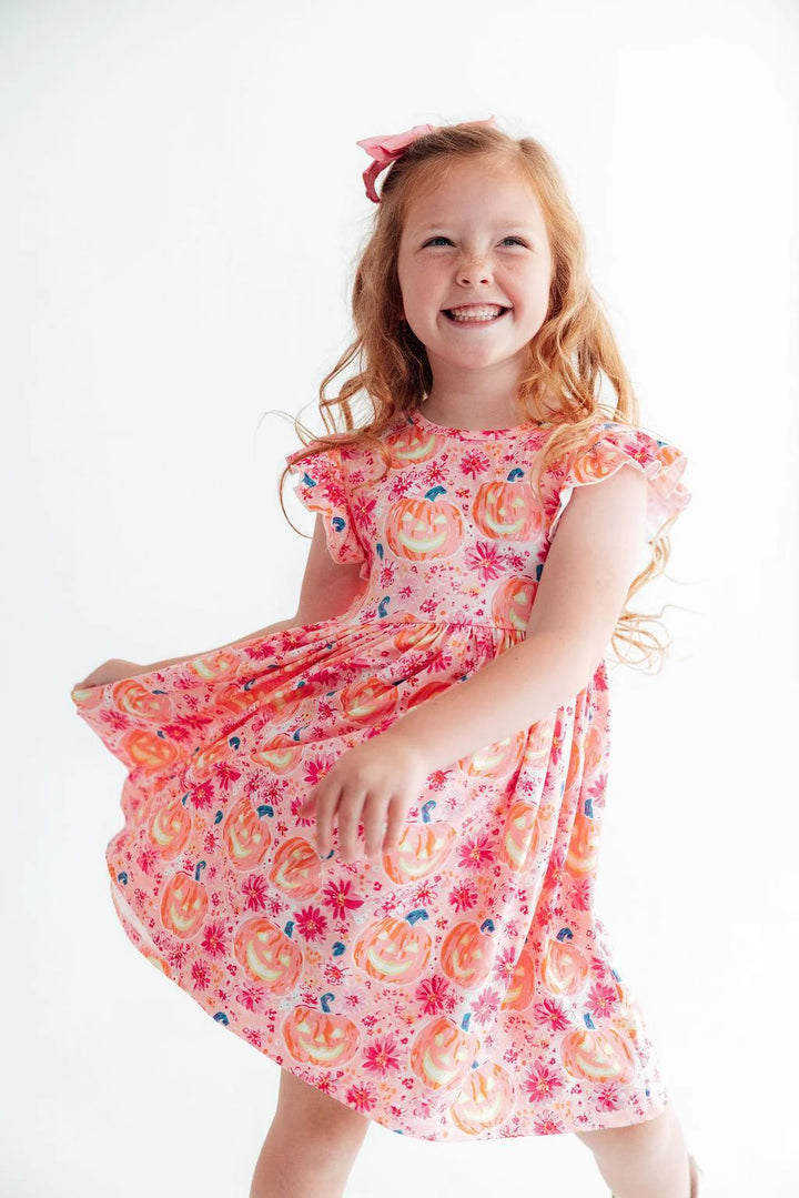 Mila & Rose Girl's Spooktacular Flutter Sleeve Twirl Dress