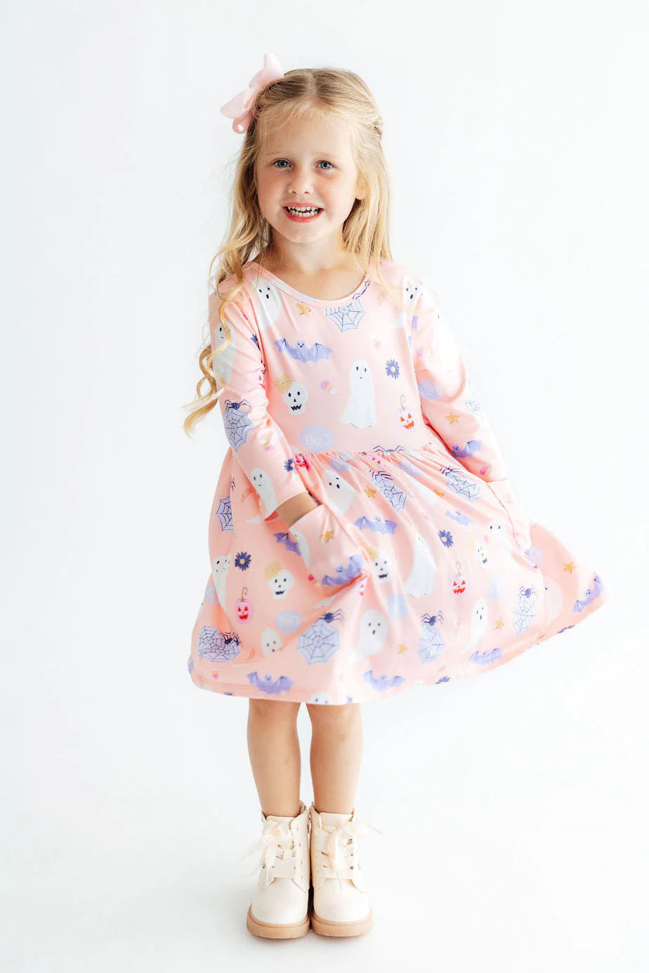 Mila & Rose Girl's Spooky Sweetheart Pocket Twirl Dress