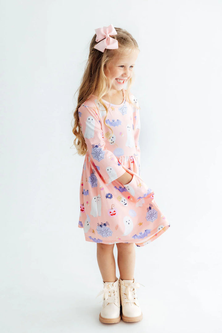 Mila & Rose Girl's Spooky Sweetheart Pocket Twirl Dress