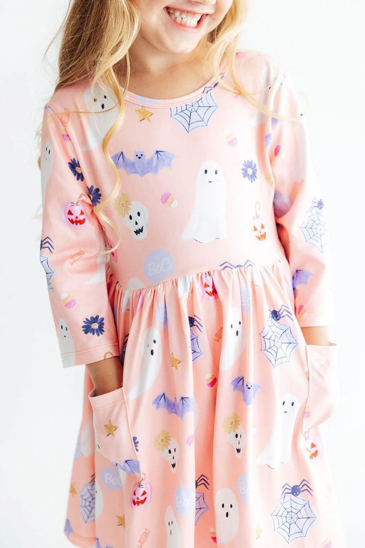 Mila & Rose Girl's Spooky Sweetheart Pocket Twirl Dress