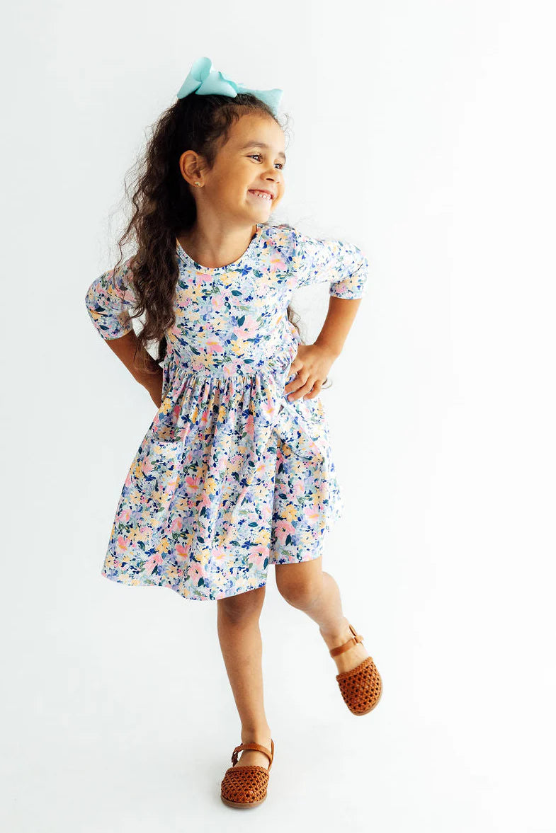 Mila & Rose Girl's Fall Floral Pocket Twirl Dress