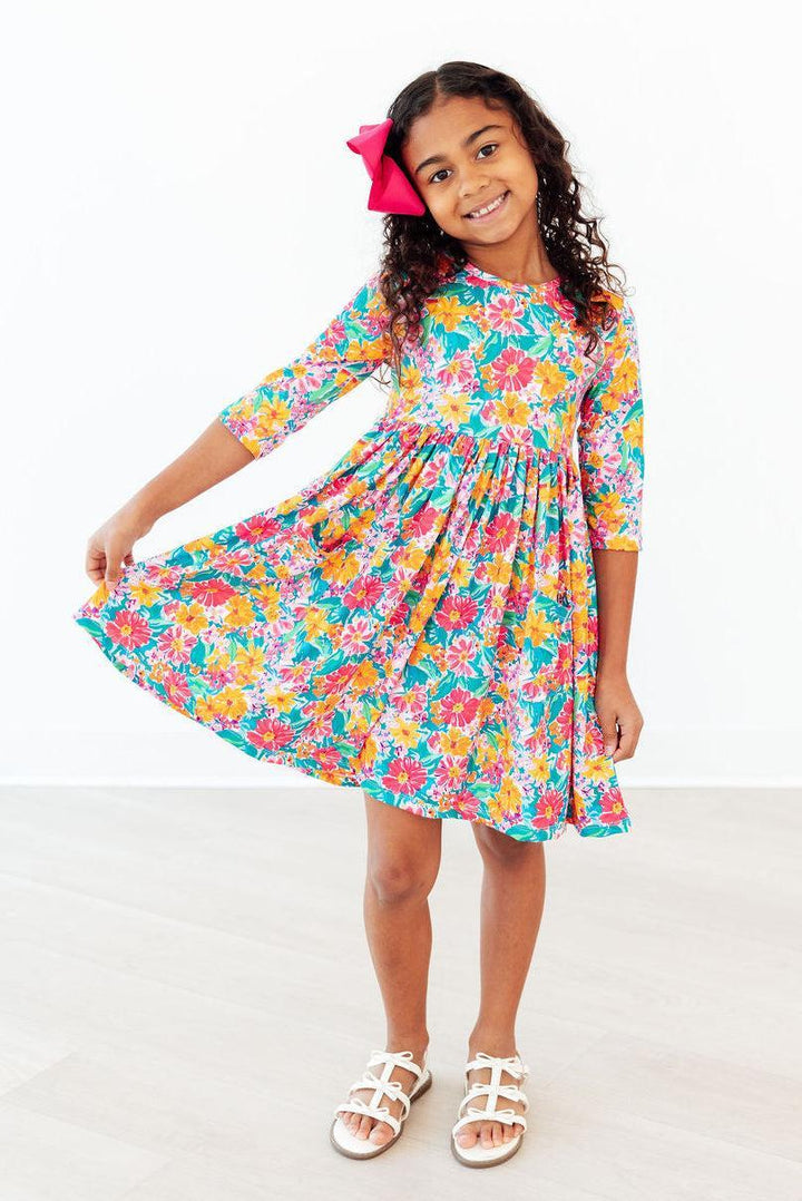 Mila & Rose Girl's Floral Fiesta Pocket Twirl Dress