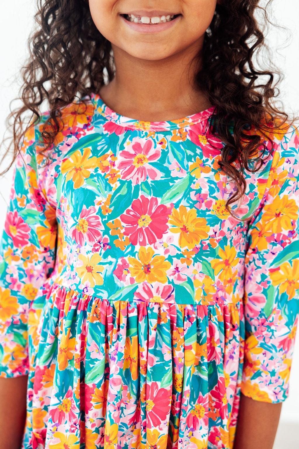Mila & Rose Girl's Floral Fiesta Pocket Twirl Dress