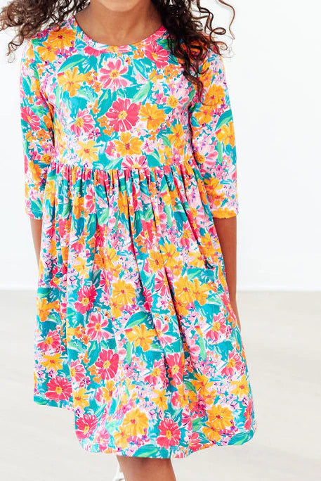 Mila & Rose Girl's Floral Fiesta Pocket Twirl Dress
